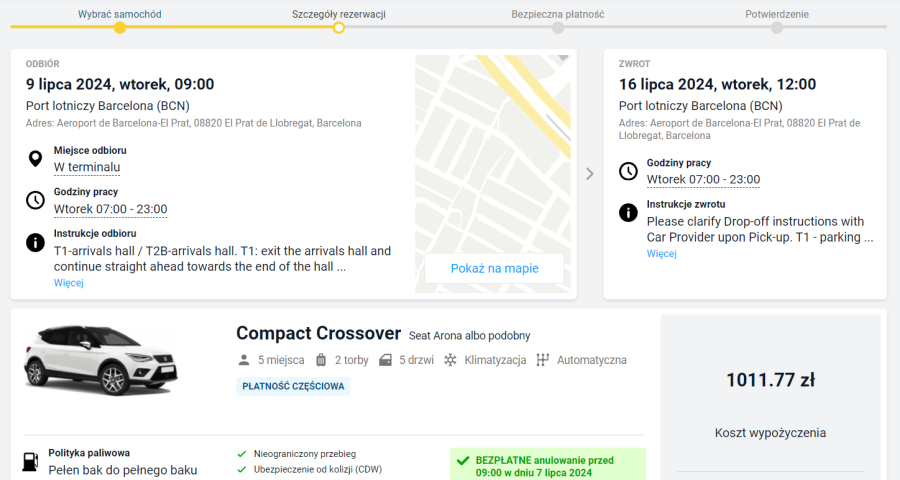 wynajem auta w Barcelonie – warunki odbioru i zwrotu